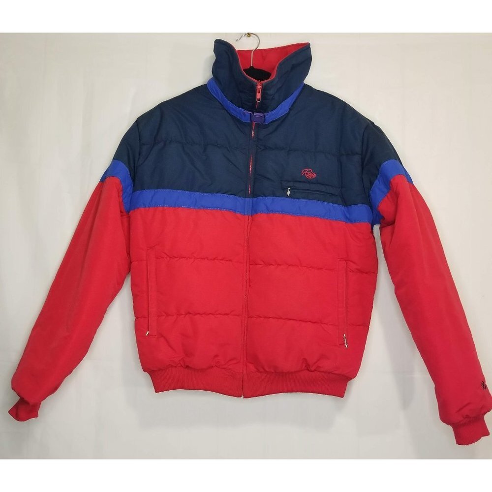 Vintage ROFFE skiwear Clint ski puffer jacket red blue size M/L 1980s made in US